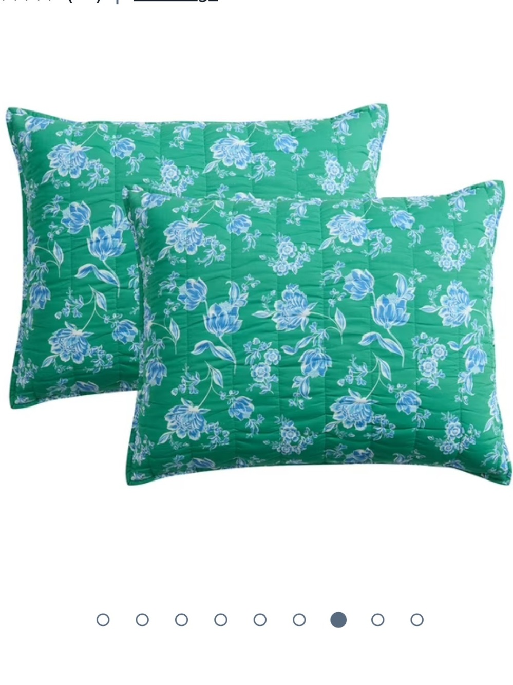 Draper James Green Floral Pillowcase Set - Reversible Quilt-Style Shams KING